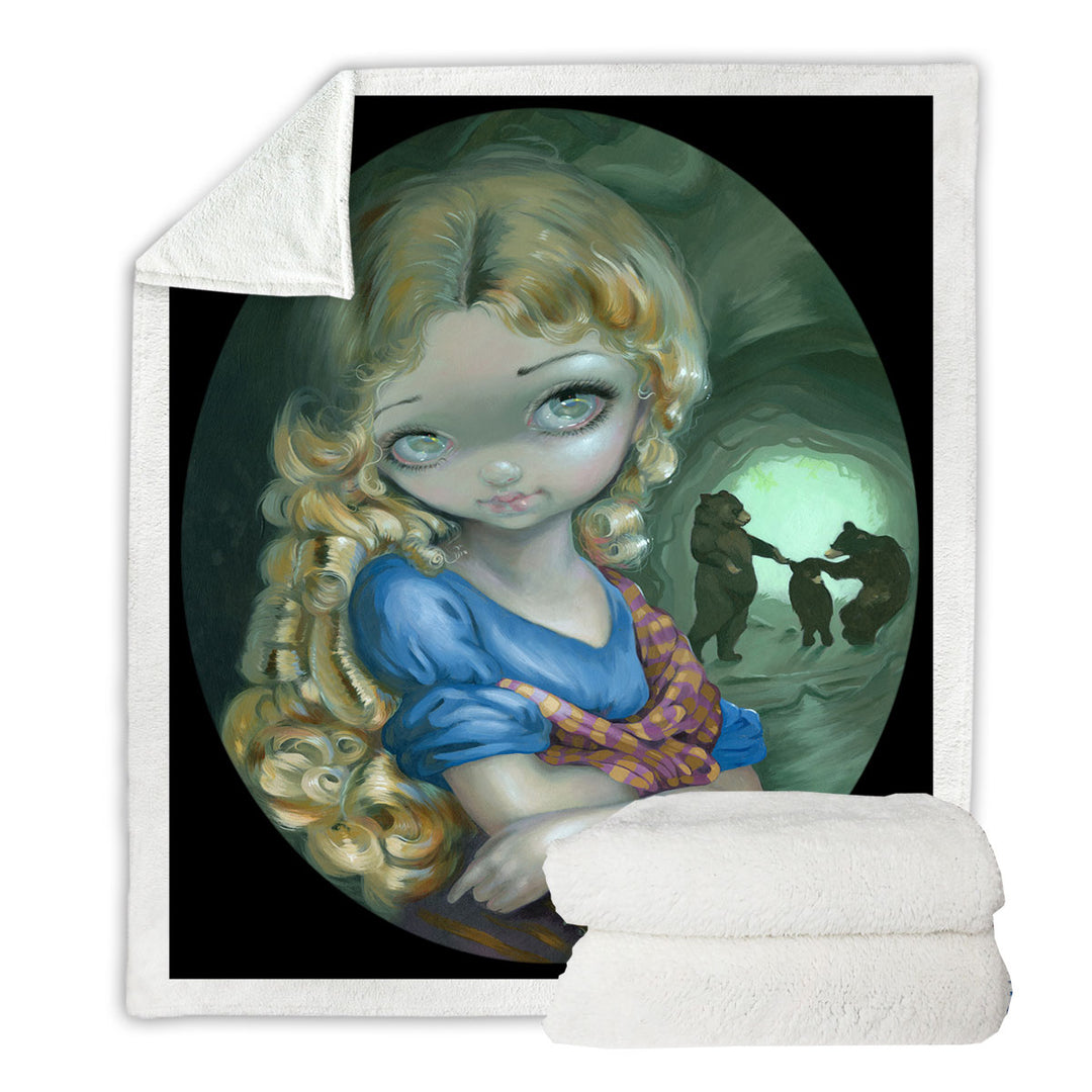 Kids Fairytale Art Portrait of Goldilocks Sherpa Blanket