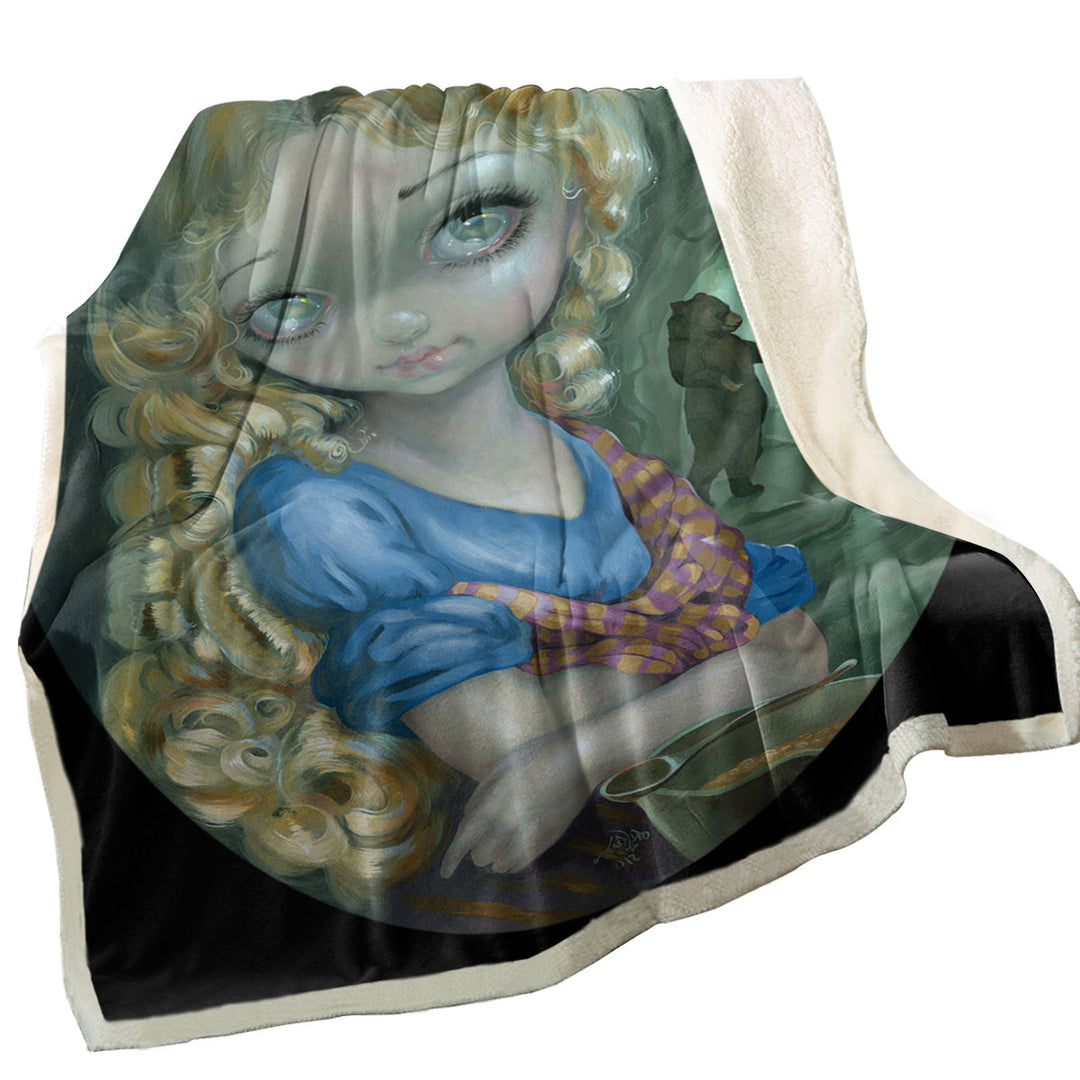 Kids Fairytale Art Portrait of Goldilocks Throw Blanket