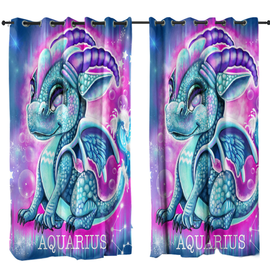 Kids Fantasy Art Aquarius Lil Dragon Curtain