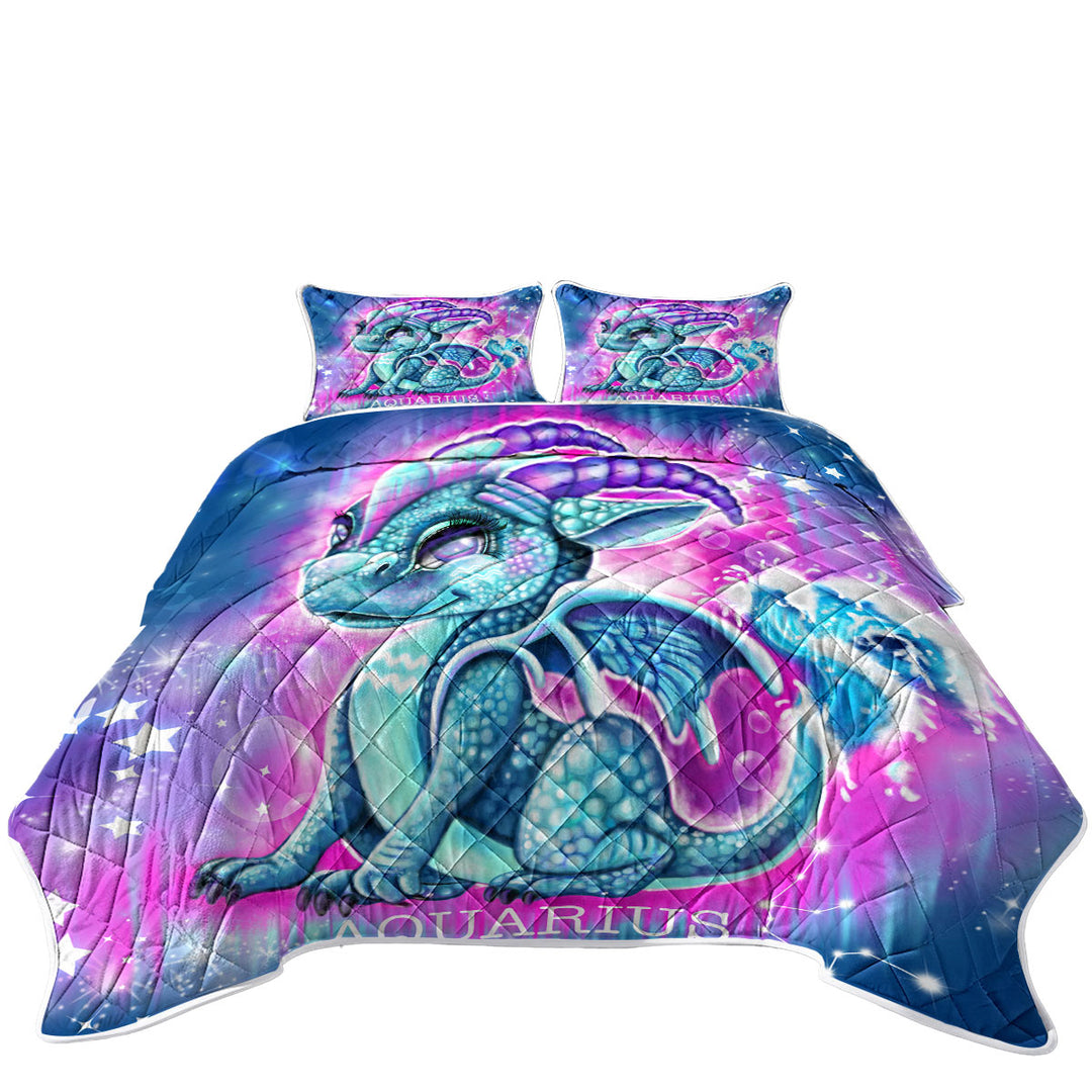 Kids Fantasy Art Aquarius Lil Dragon Quilt