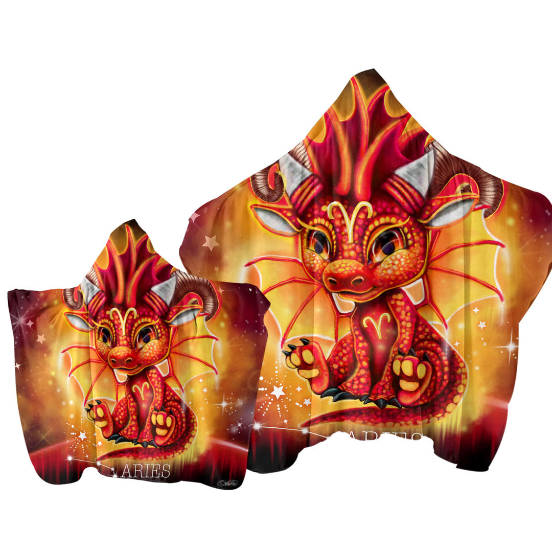 Kids Fantasy Art Aries Lil Dragon Towel with Hood