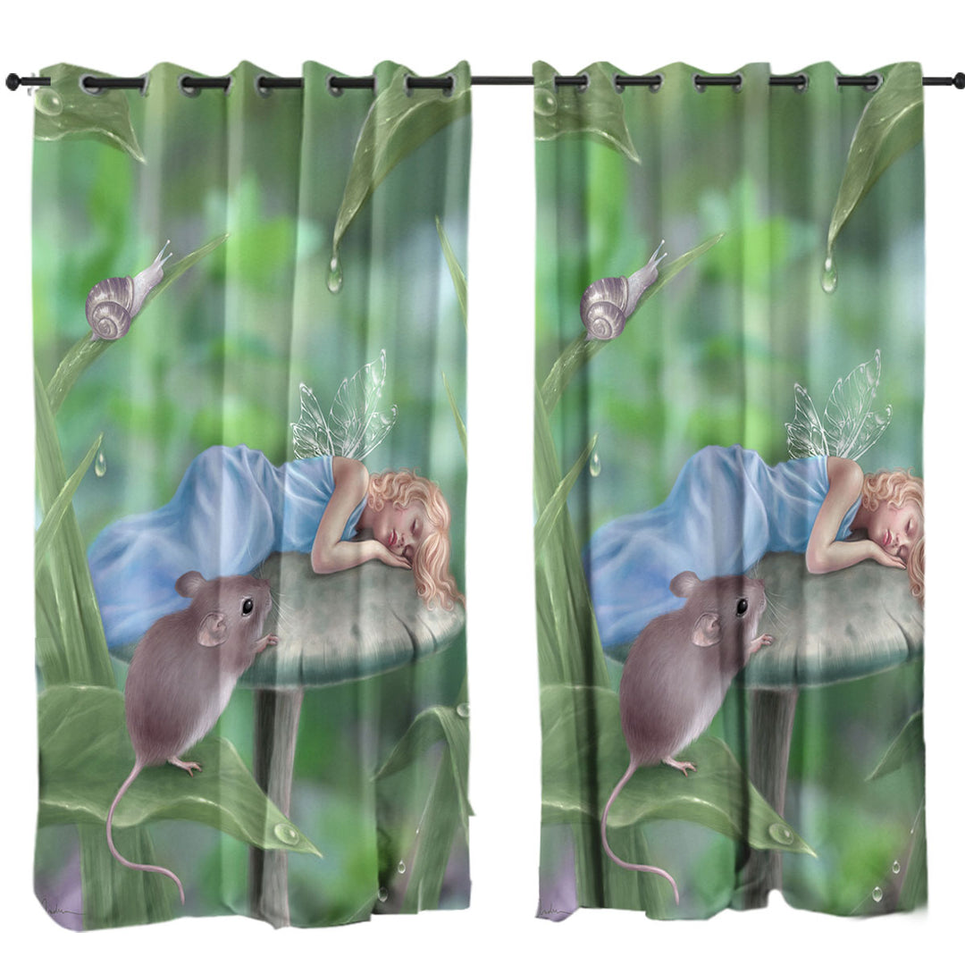 Kids Fantasy Art Sweet Dreams Cute Little Fairy Curtain