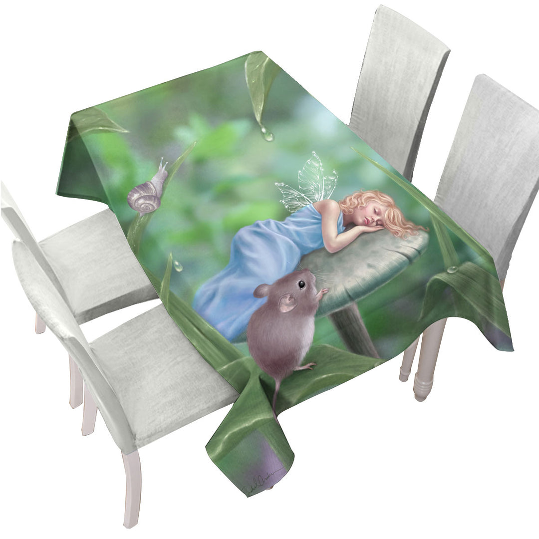 Kids Fantasy Art Sweet Dreams Cute Little Fairy Table Cover