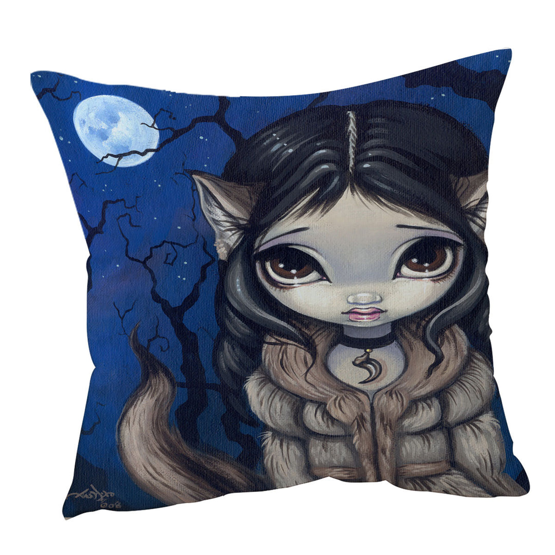 Kids Fantasy the Little Wolf Girl Cushions