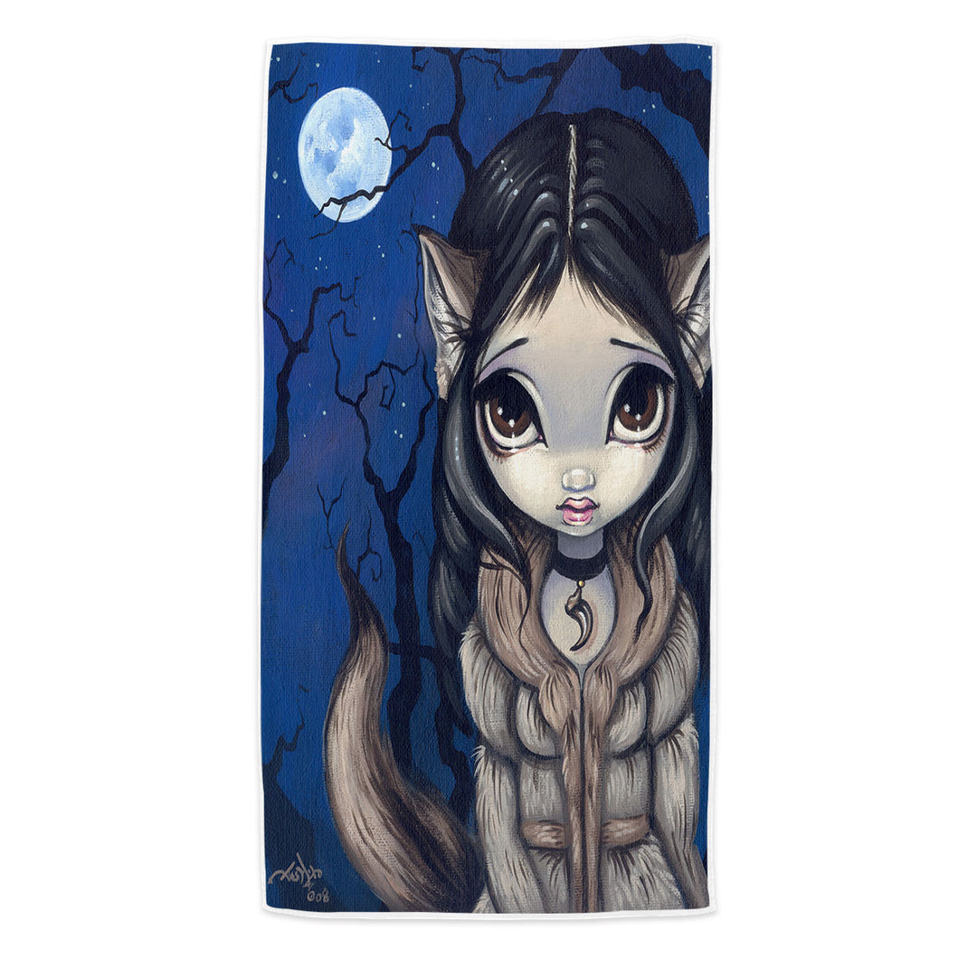 Kids Fantasy the Little Wolf Girl Swims Towel