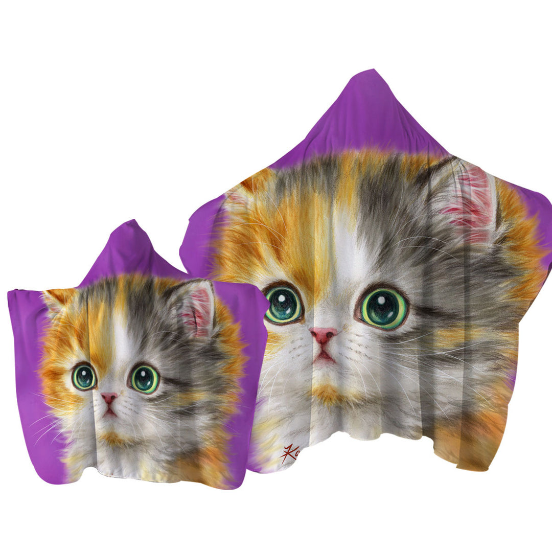 Kids Kittens Designs Adorable Staring Cat Towel Hoodie