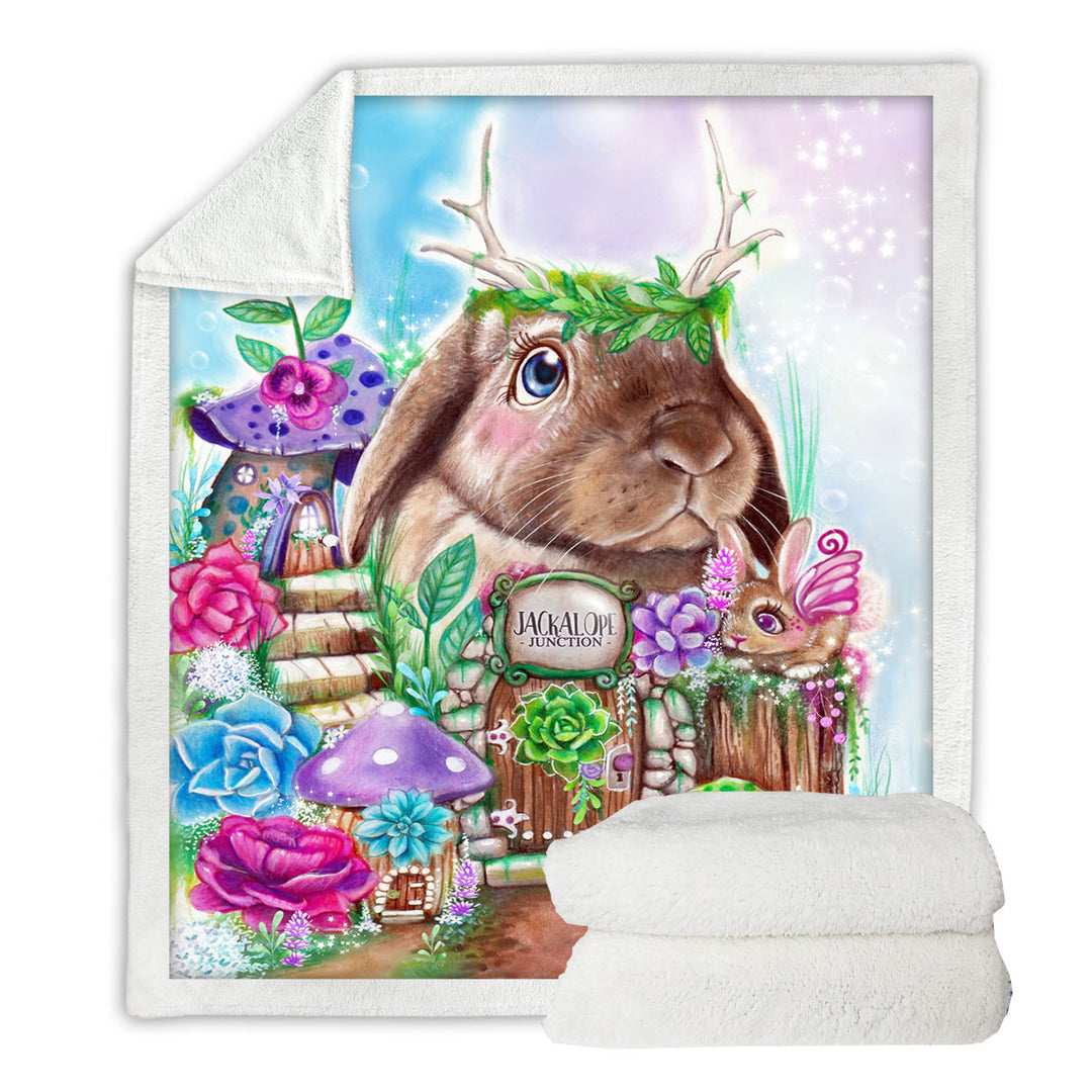 Kids Lightweight  Blankets Art Adorable Jackalope Rabbit