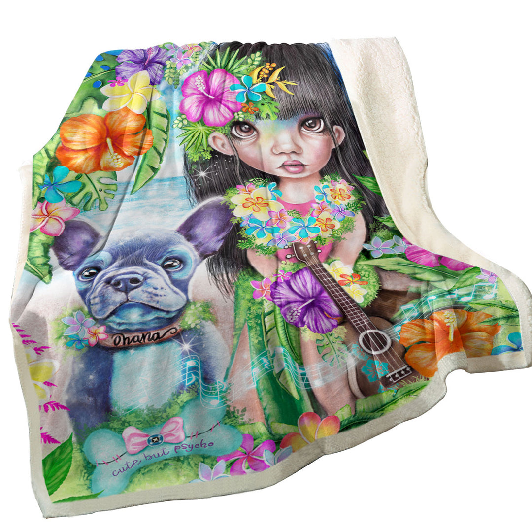 Kids Lightweight Blankets Art Hawaiian Girl and her Dog