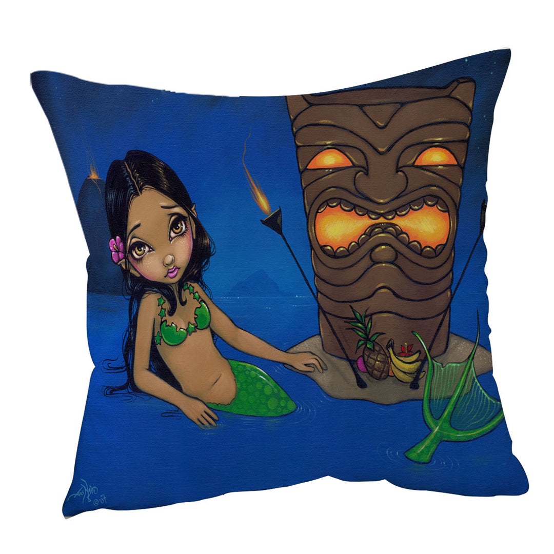 Kids Painting Beautiful Tiki Mermaid Cushions