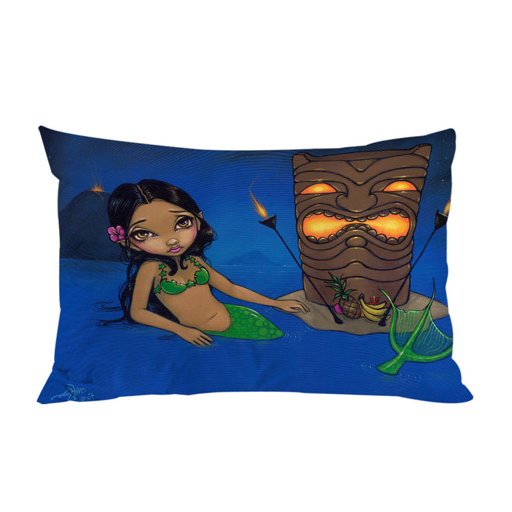 Kids Painting Beautiful Tiki Mermaid Pillowcase