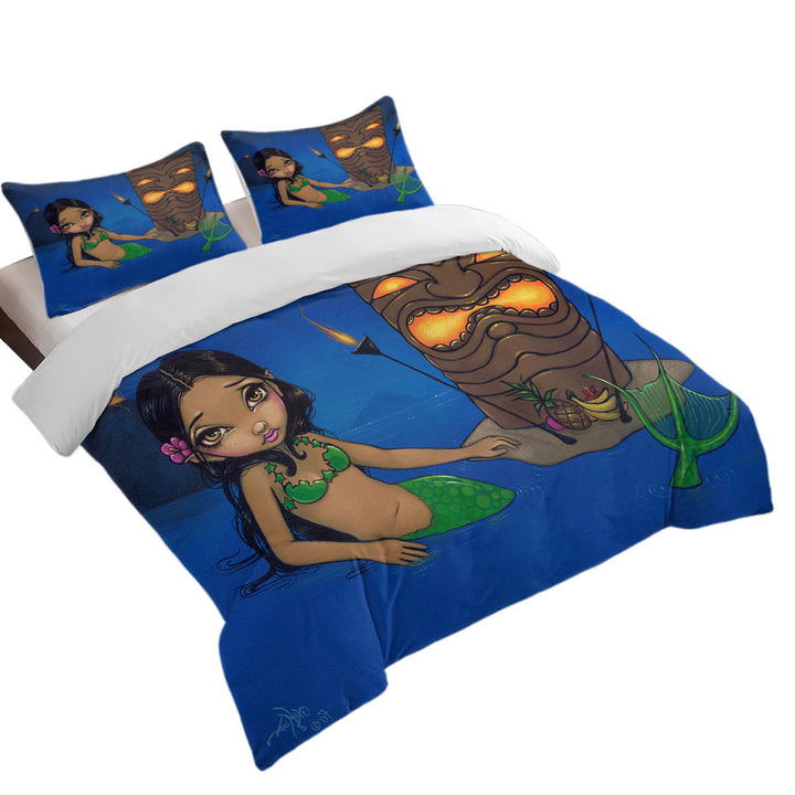 Kids Painting Beautiful Tiki Mermaid Twin Duvet Covers