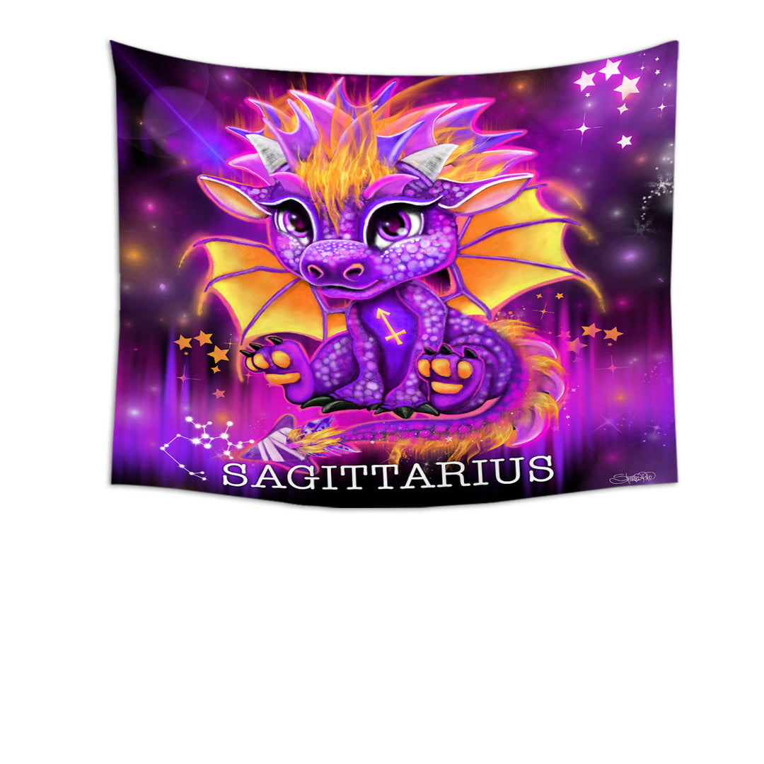 Kids Room Decor Tapestry Gift Ideas Purple Sagittarius Lil Dragon