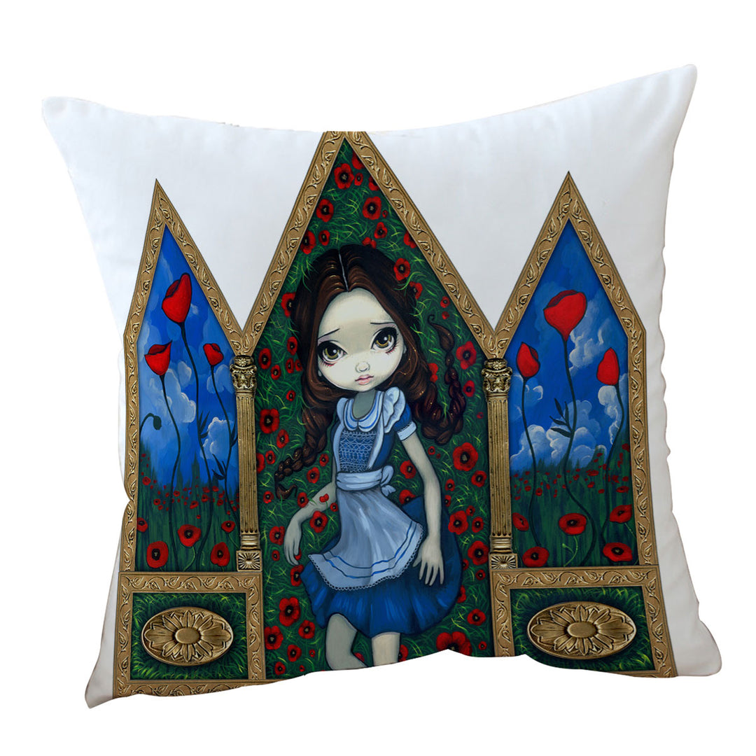 Kids Throw Pillow Art Girl Dorothy in the Poppies