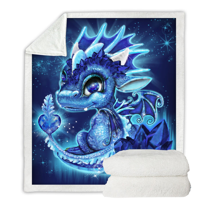 Kids Throws for Gift September Sapphire Birthstone Lil Dragon