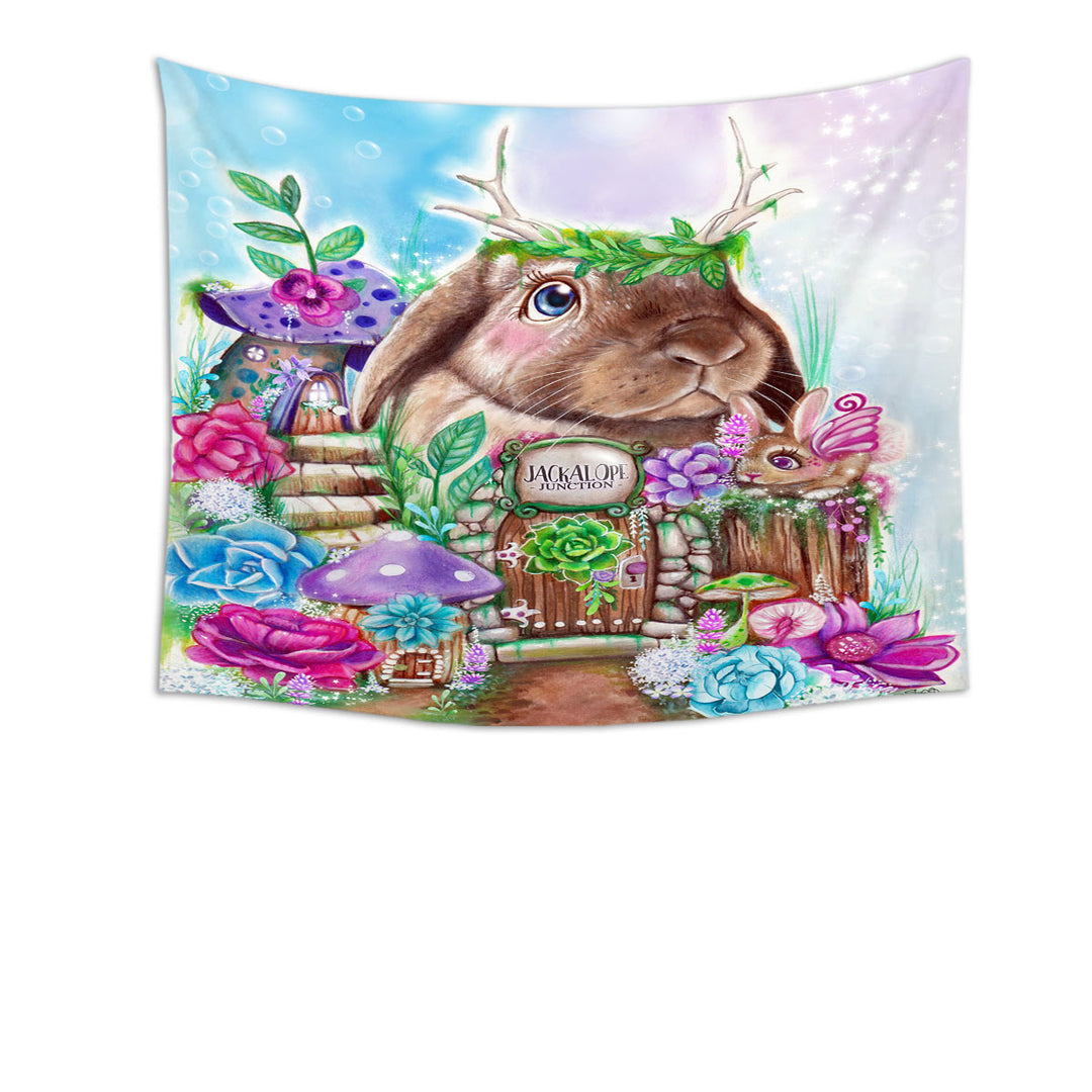 Kids Wall Decor Art Adorable Jackalope Rabbit Tapestry