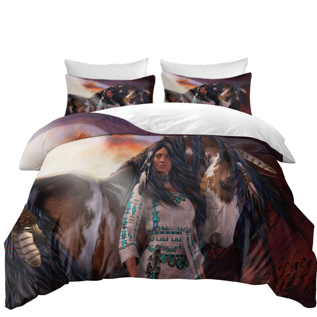 Kindred Spirits Native American Girl and Her Horse Donna Covers