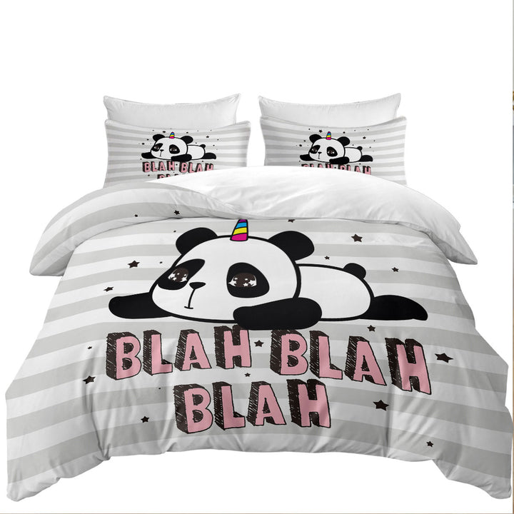 King Duvet Cover set with Adorable Unicorn Panda