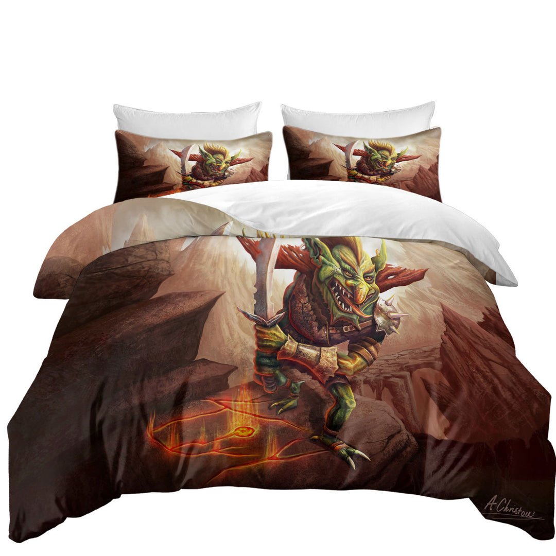 King Duvet Cover set with Cool Fantasy Art Goblin