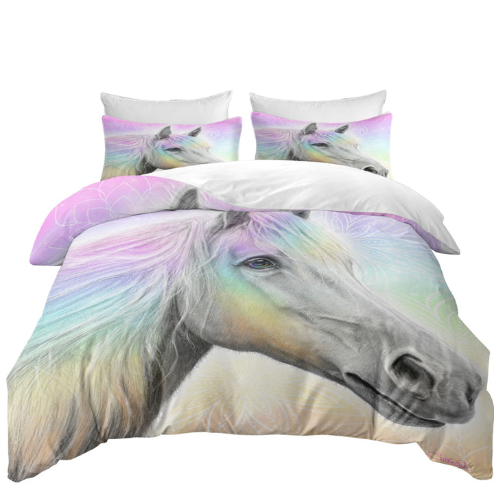 King Duvet Cover set with Pastel Dream Horse