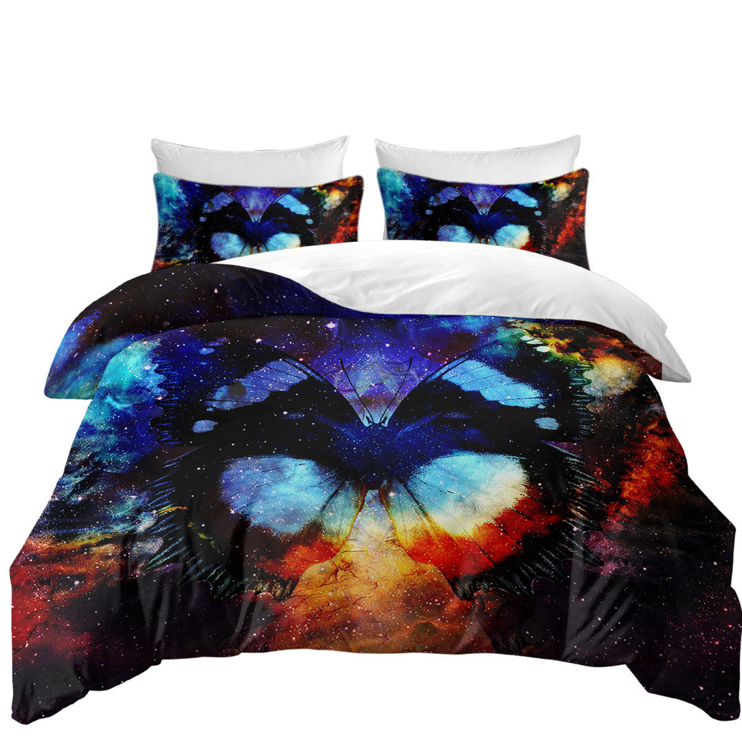 King Duvet Cover set with Space Butterfly