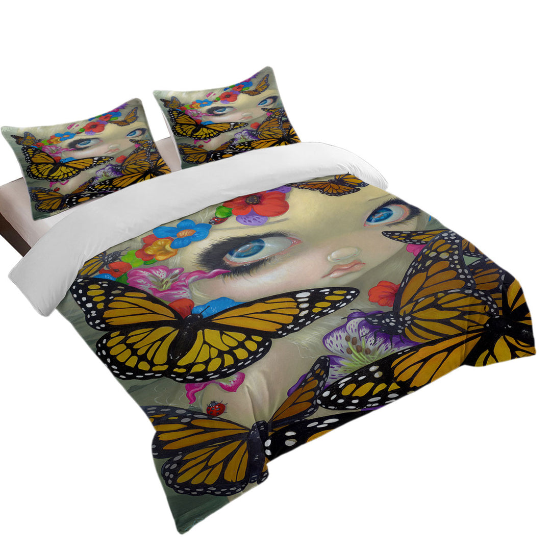 King Duvet Cover set with Tara Floral Girl and Butterflies