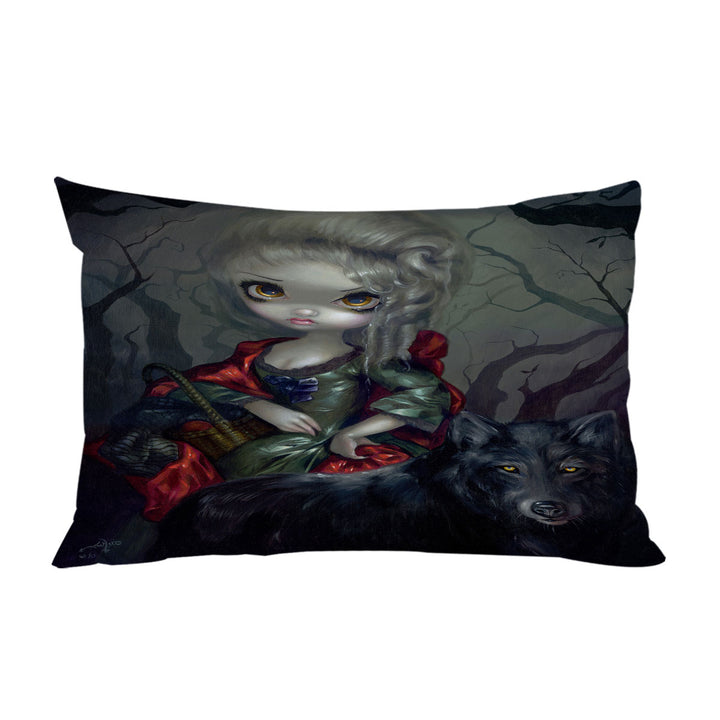 King Pillow Cases with Cool Fairytale Art Little Red Riding Hood and Wolf