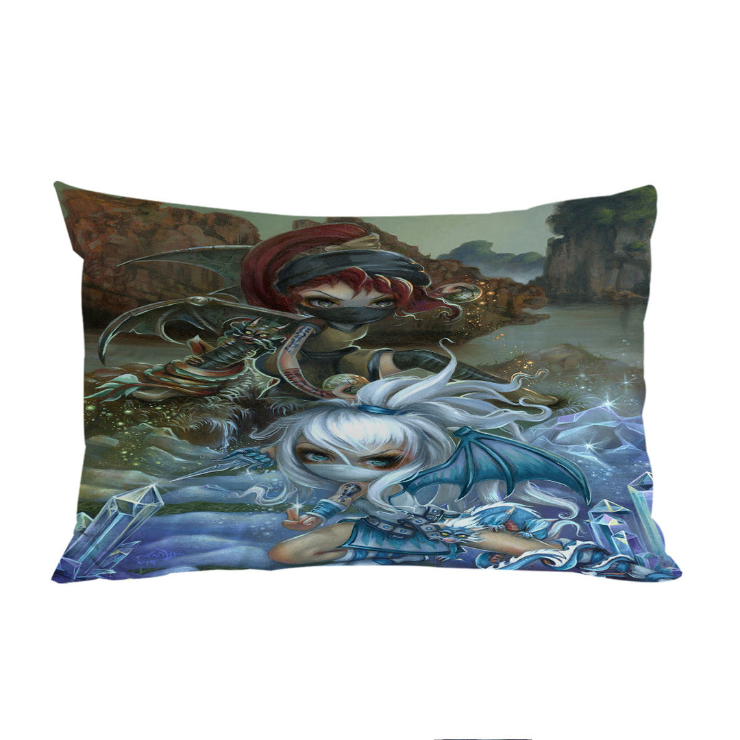 King Pillow Cases with Cool Ninja Dragonlings Stone and Ice Ninjas