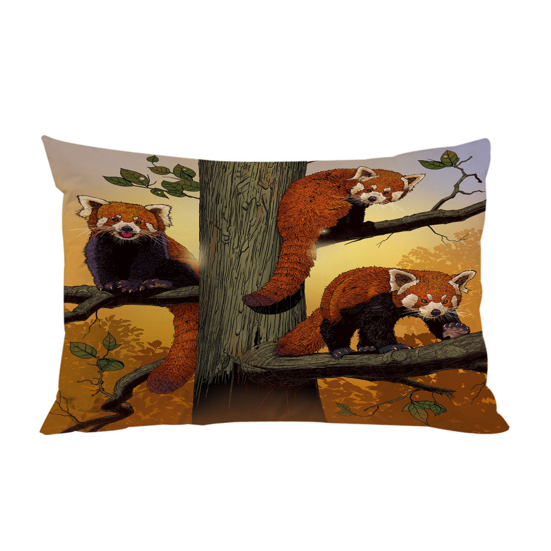 King Pillow Cases with Cute Animals Art Red Pandas