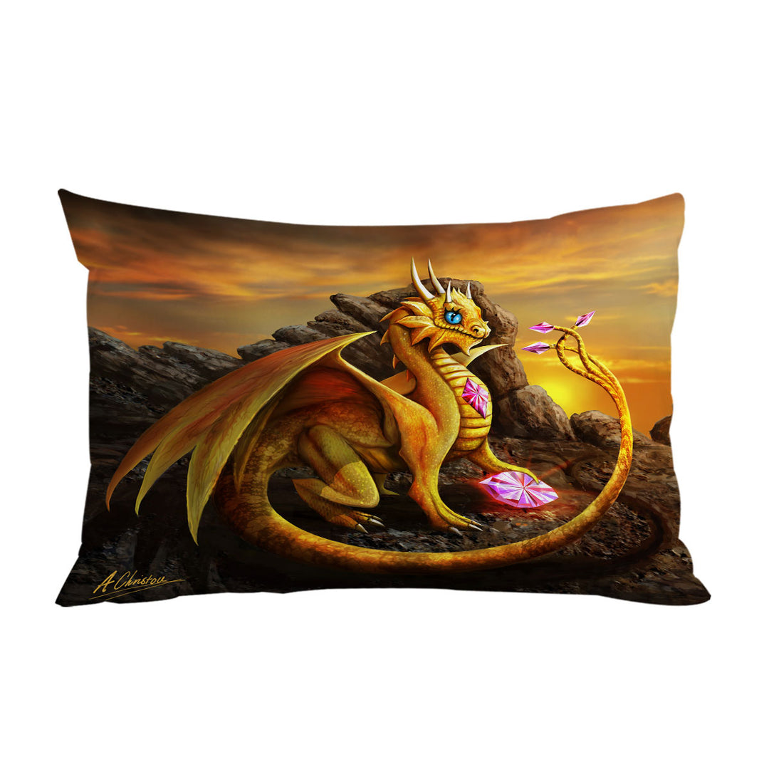 King Pillow Cases with Cute Girly Golden Dragon