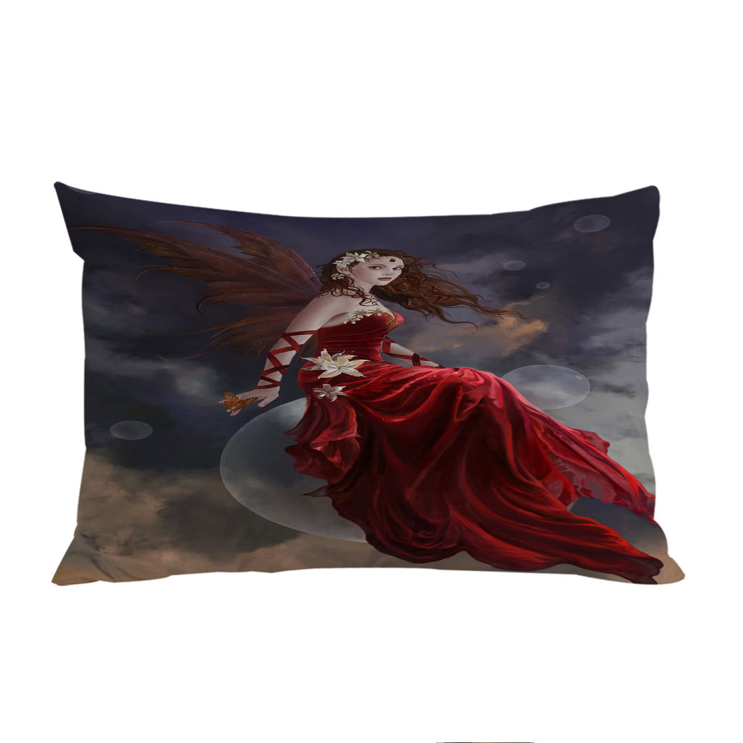 King Pillow Cases with Fantasy Art Crimson Lily Pretty Woman Fairy