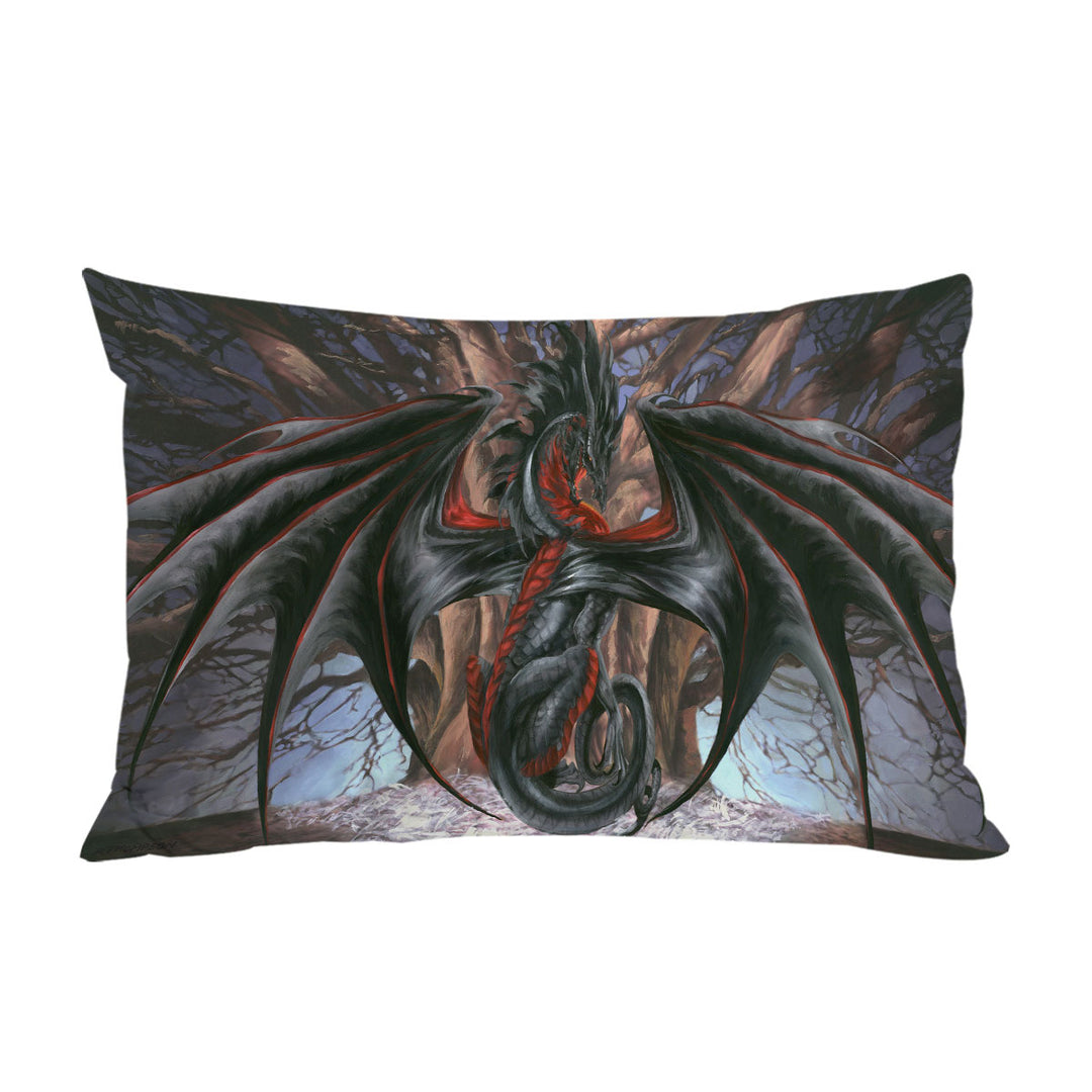 King Pillow Cases with Fantasy Drawings Malice the Black Dragon