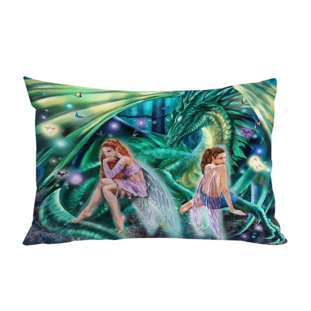 King Pillow Cases with Gemini Mischief Fairies and Dragon