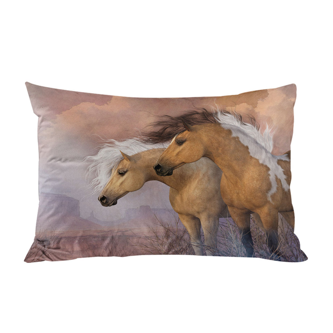 King Pillow Cases with Sunset Gold Wild American Horses