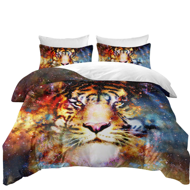 King Quilt Cover with Cool Space Tiger