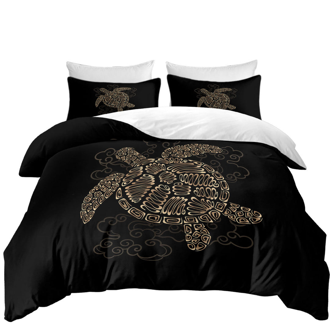 King Quilt Cover with Golden Turtle