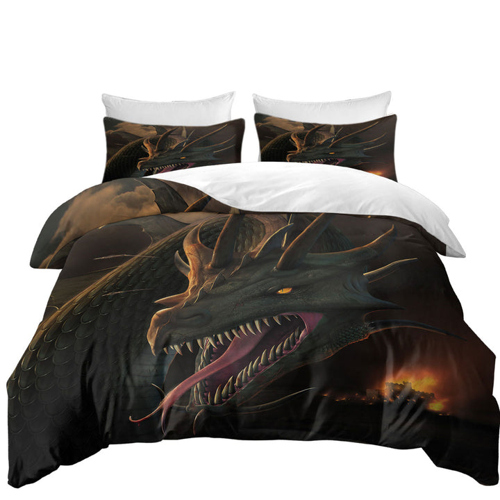 King Quilt Cover with Scary Fantasy Art the Annihilation Dragon