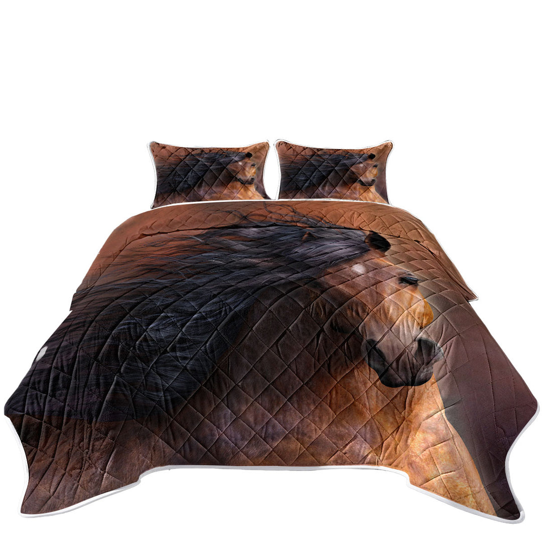 King Quilt with Attractive Refined Brown Chestnut Horse the Morgan Horse