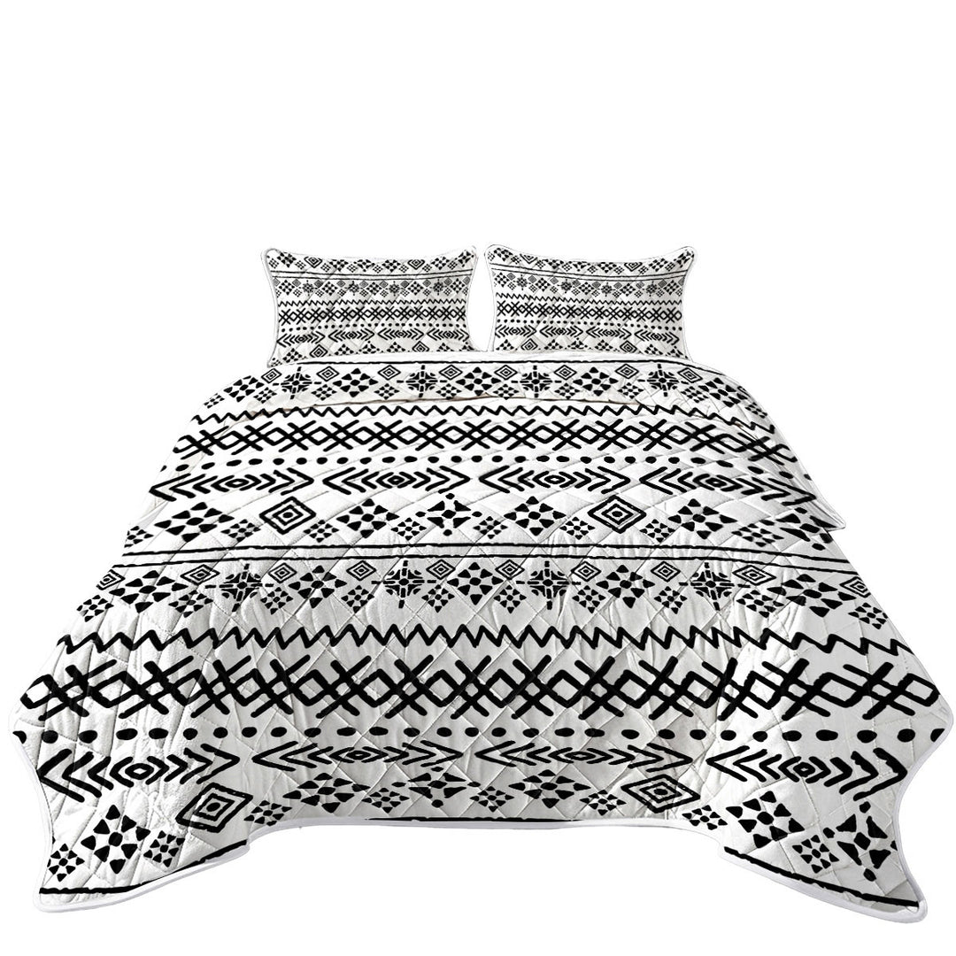 King Quilt with Black and White Aztec