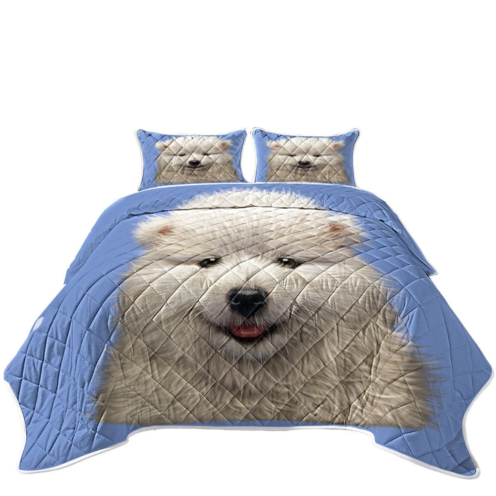 King Quilt with Cute Animal Art Adorable Samoyed Dog Puppy