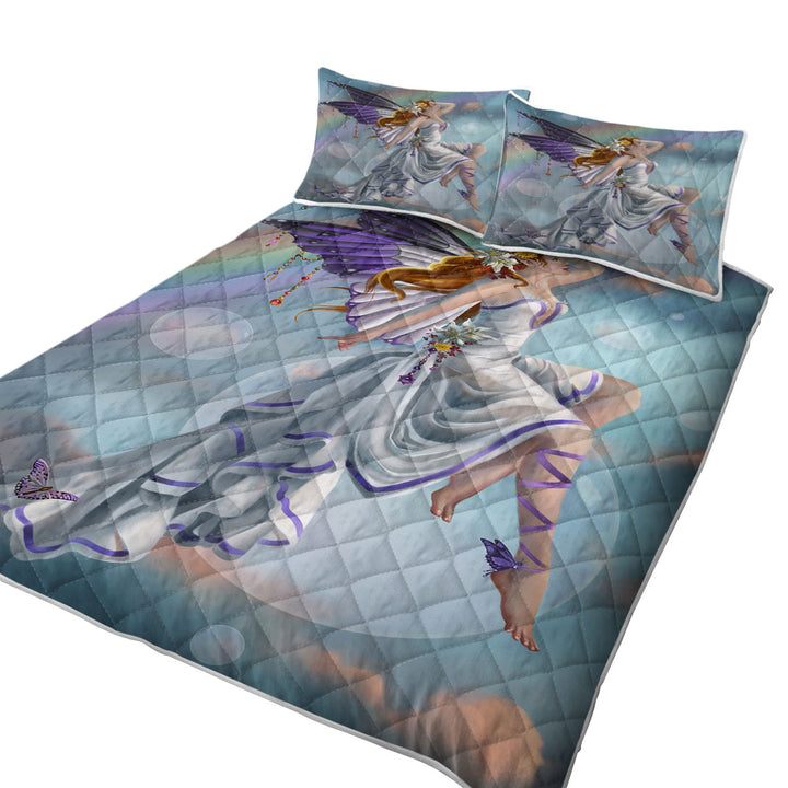 King Quilt with Fantasy Artwork Charming Rainbow Fairy