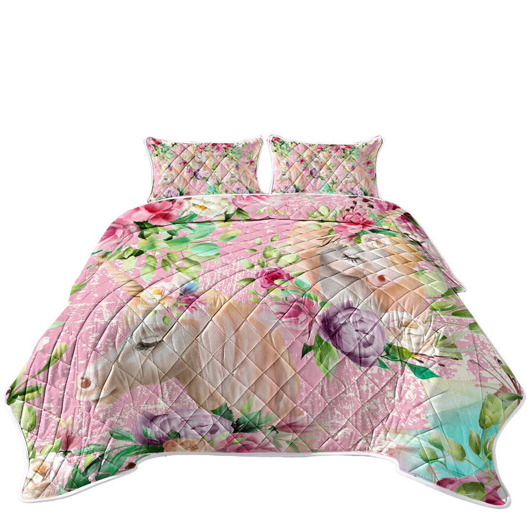 King Quilt with Floral Unicorns