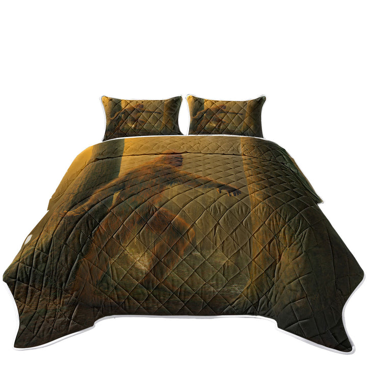 King Quilt with Legendary Creature Art Bigfoot