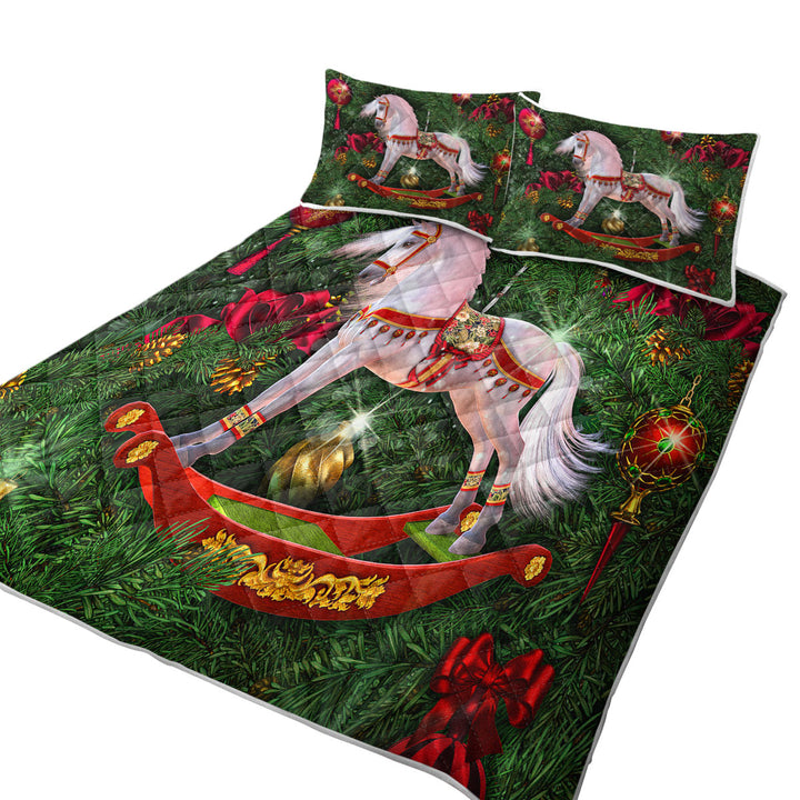 King Quilt with White Horse Swing the Magic of Christmas