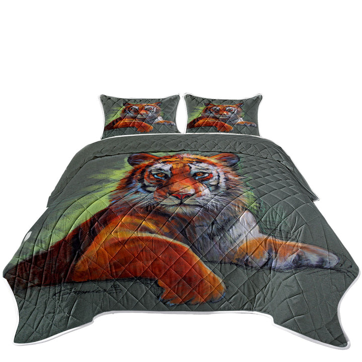 King Quilt with Wild Animal Art Drawings Tiger Sketch