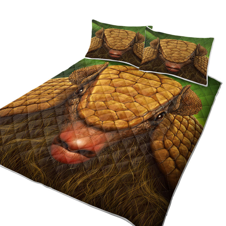 King Size Bedspreads with Animal Art Portrait Armadillo