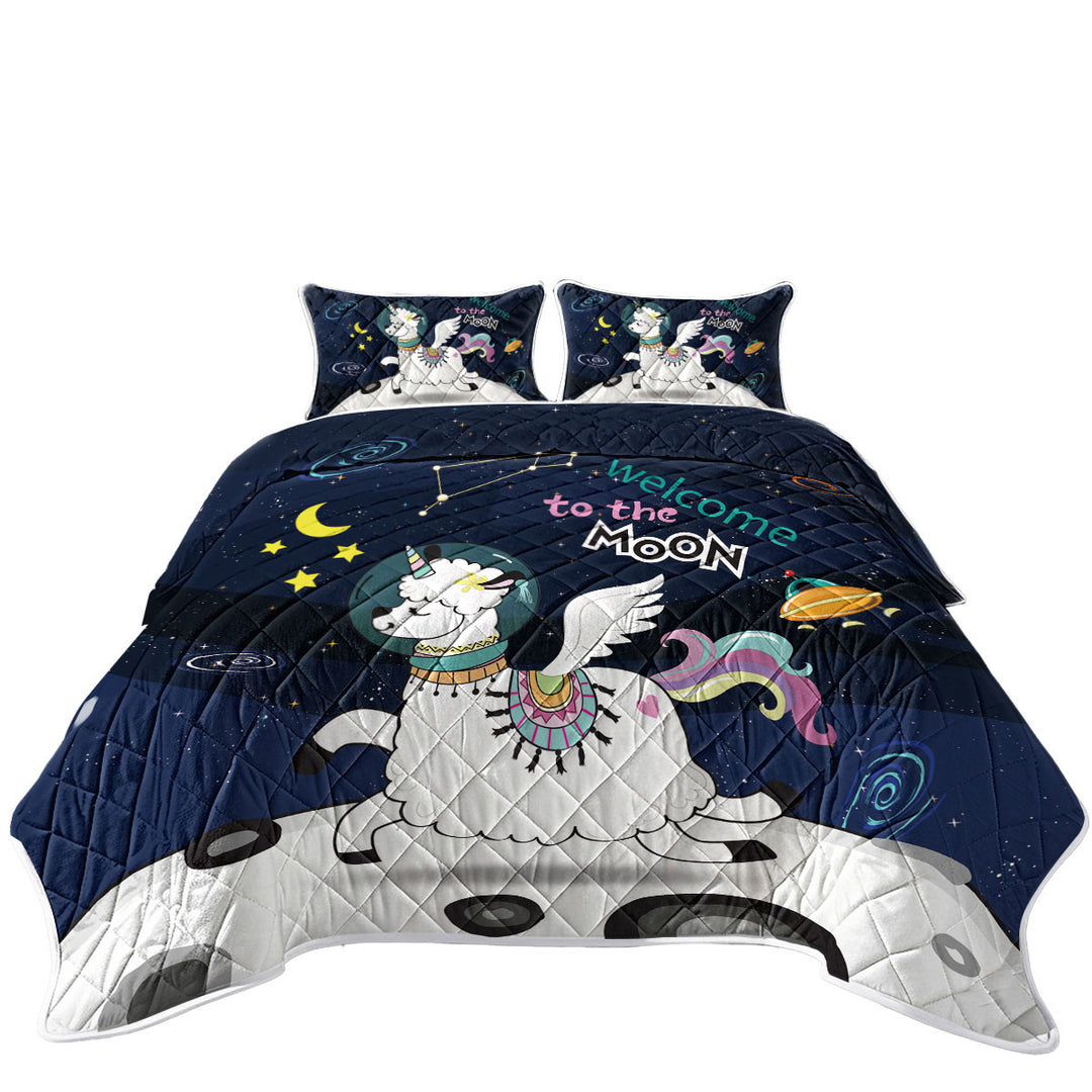 King Size Bedspreads with Astronaut Unicorn Sheep