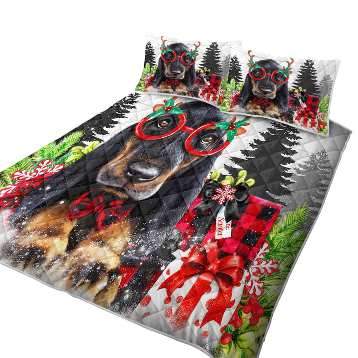 King Size Bedspreads with Christmas Cutie Dachshund