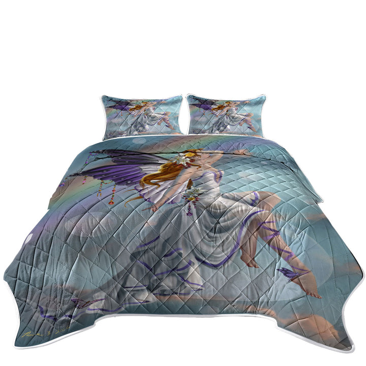 King Size Bedspreads with Fantasy Artwork Charming Rainbow Fairy