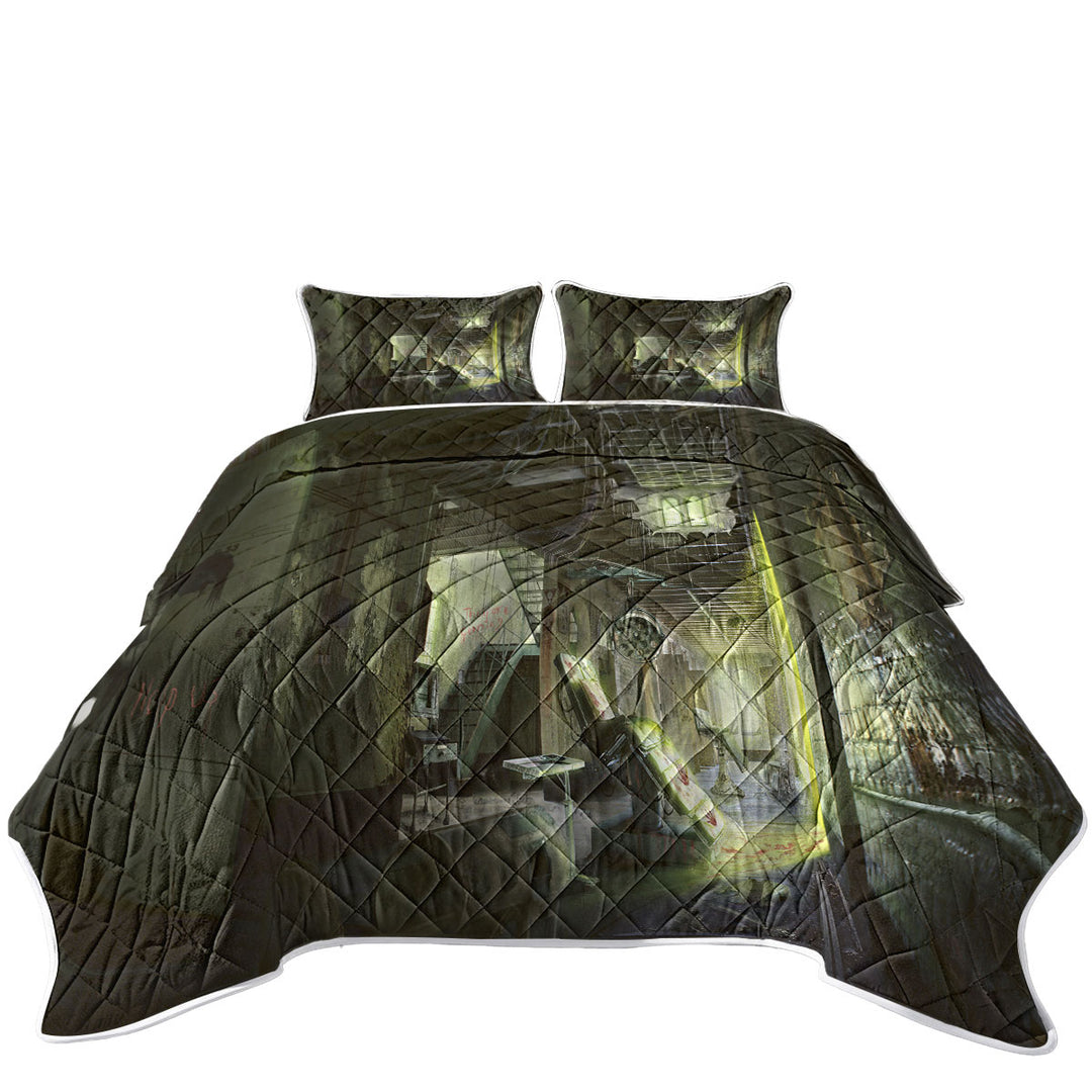 King Size Bedspreads with Scary Horror Asylum Scene