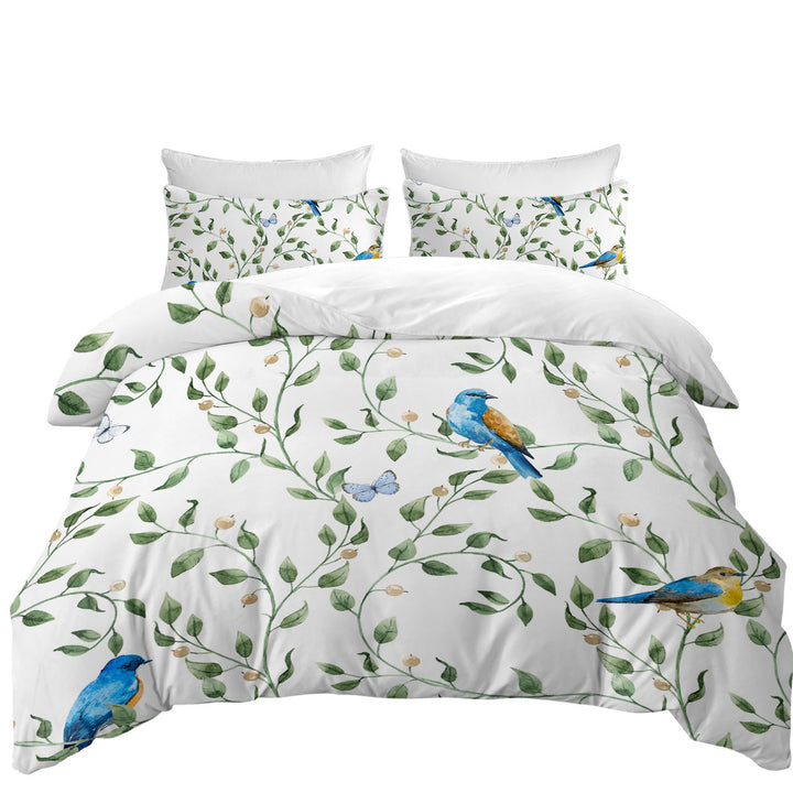 King Size Duvet Cover with Beautiful Birds and Butterflies